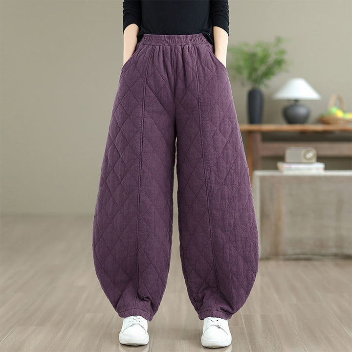 Buddha Stones ​​Winter-Diamantmuster Baumwollhose für Damen mit Taschen - Lila - US 8-10, UK/AU 12-14, EU 40-42 (2XL) - image 18