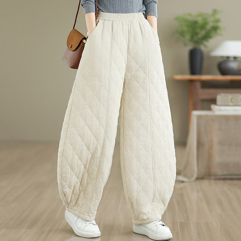 Buddha Stones ​​Winter-Diamantmuster Baumwollhose für Damen mit Taschen - image 9