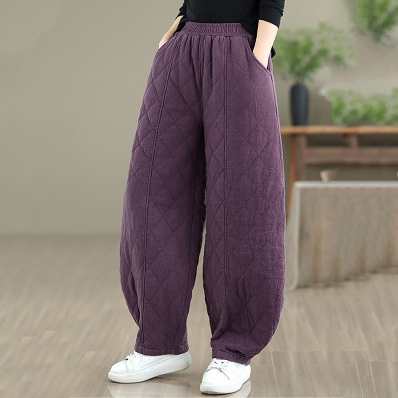Buddha Stones ​​Winter-Diamantmuster Baumwollhose für Damen mit Taschen - image 20