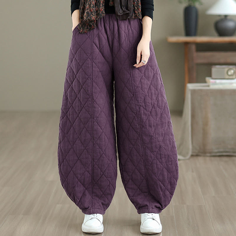 Buddha Stones ​​Winter-Diamantmuster Baumwollhose für Damen mit Taschen - image 19