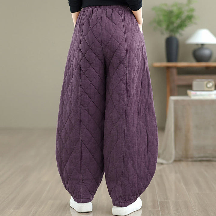 Buddha Stones ​​Winter-Diamantmuster Baumwollhose für Damen mit Taschen - image 22