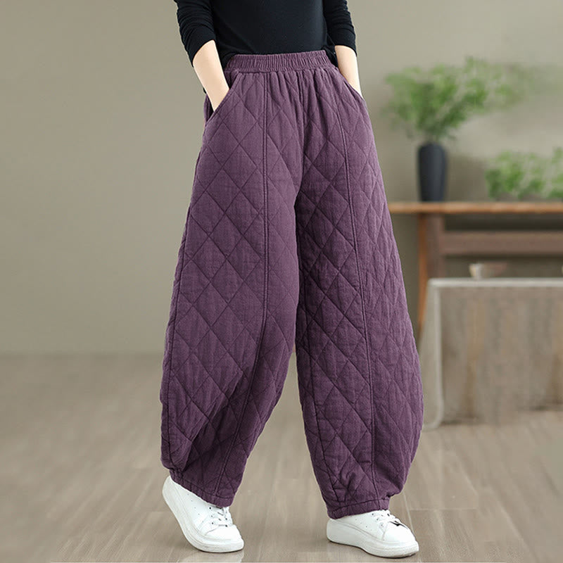 Buddha Stones ​​Winter-Diamantmuster Baumwollhose für Damen mit Taschen - image 21
