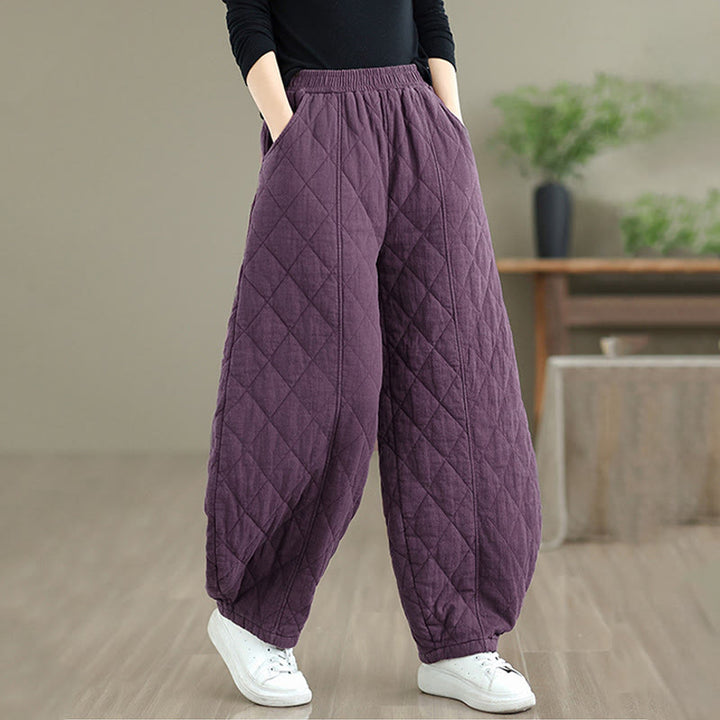 Buddha Stones ​​Winter-Diamantmuster Baumwollhose für Damen mit Taschen - image 21