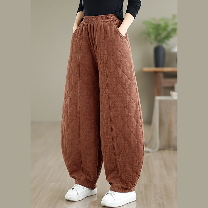 Buddha Stones ​​Winter-Diamantmuster Baumwollhose für Damen mit Taschen - image 2