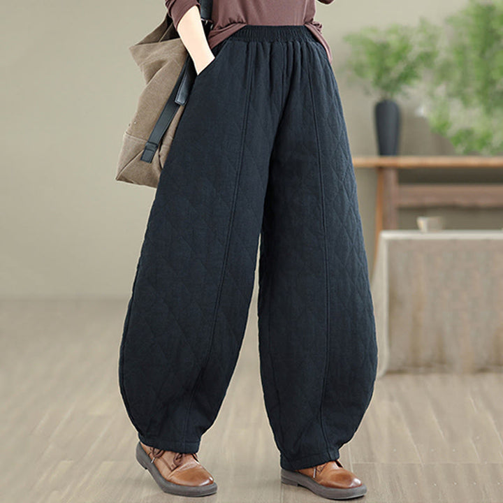 Buddha Stones ​​Winter-Diamantmuster Baumwollhose für Damen mit Taschen - image 15