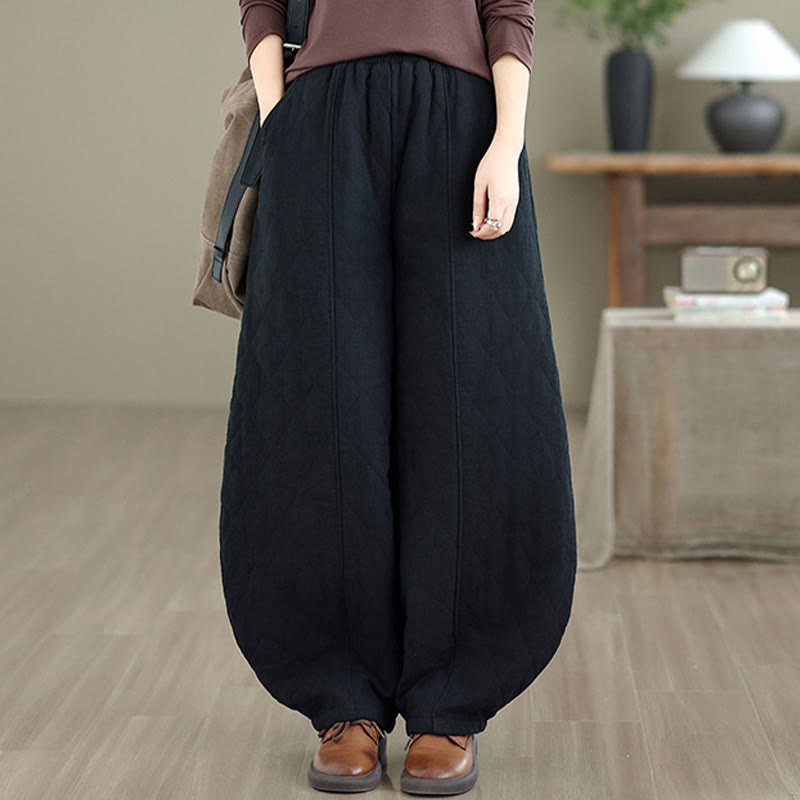 Buddha Stones ​​Winter-Diamantmuster Baumwollhose für Damen mit Taschen - Schwarz - US 8-10, UK/AU 12-14, EU 40-42 (2XL) - image 13