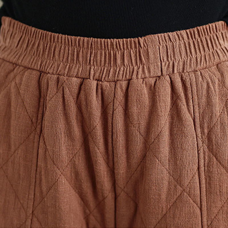 Buddha Stones ​​Winter-Diamantmuster Baumwollhose für Damen mit Taschen - image 5