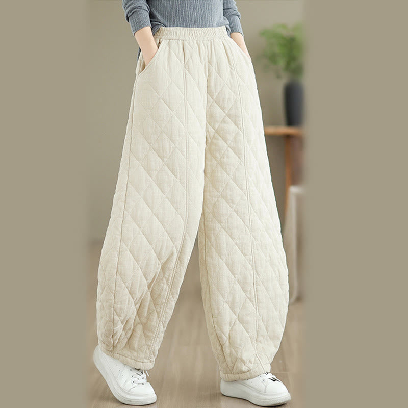 Buddha Stones ​​Winter-Diamantmuster Baumwollhose für Damen mit Taschen - image 10
