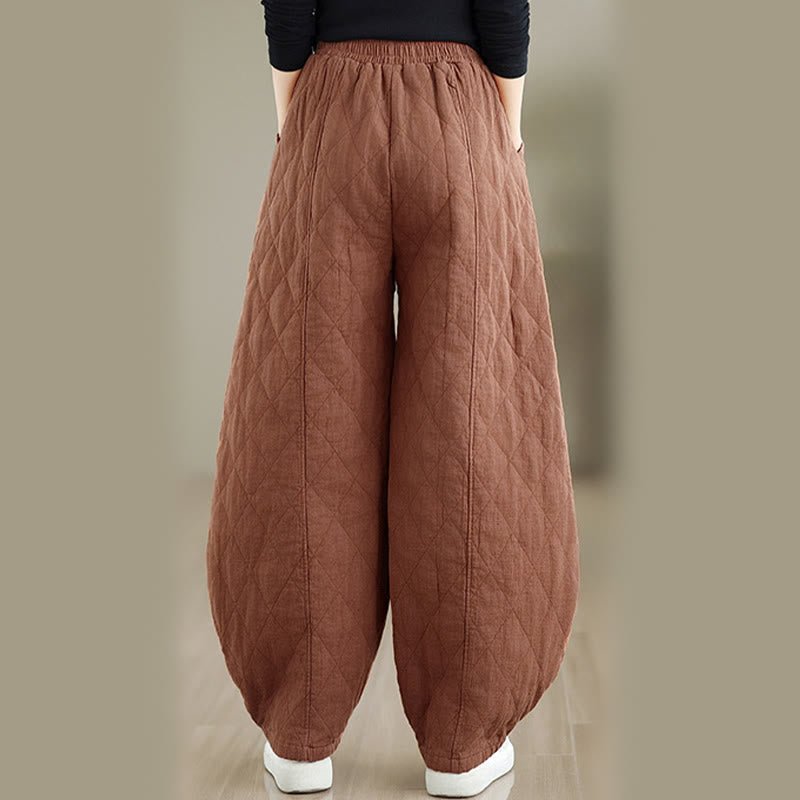 Buddha Stones ​​Winter-Diamantmuster Baumwollhose für Damen mit Taschen - image 3