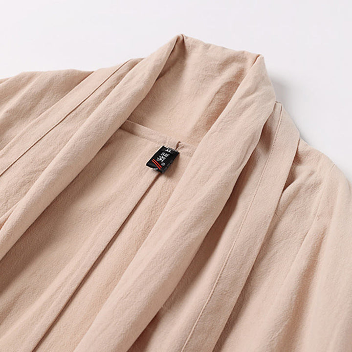 Buddha Stones Frühling Herbst Einfarbig Langärmeliger, mittellanger Kimono mit offener Vorderseite für Herren - image 4