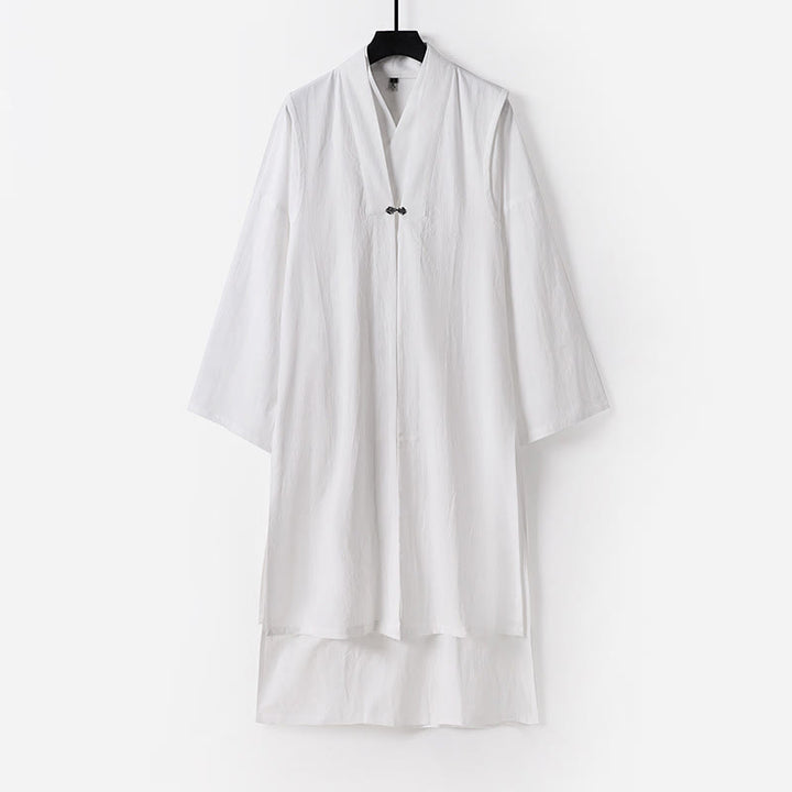 Buddha Stones 2-teiliger Wudang Herbst-Kimono für Herren, einfarbig, langärmelig, taoistisch, ärmellos, mit Schnürung, Zeremonienanzug - Weiß - US/ UK/AU54, EU64 (9XL) - image 22