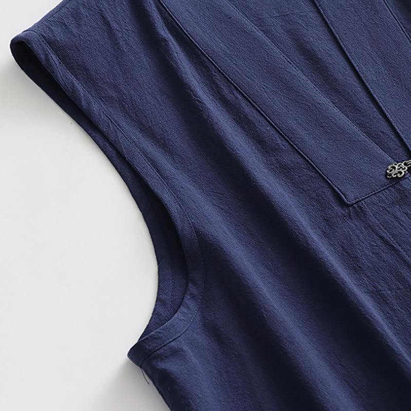 Buddha Stones 2-teiliger Wudang Herbst-Kimono für Herren, einfarbig, langärmelig, taoistisch, ärmellos, mit Schnürung, Zeremonienanzug - image 19