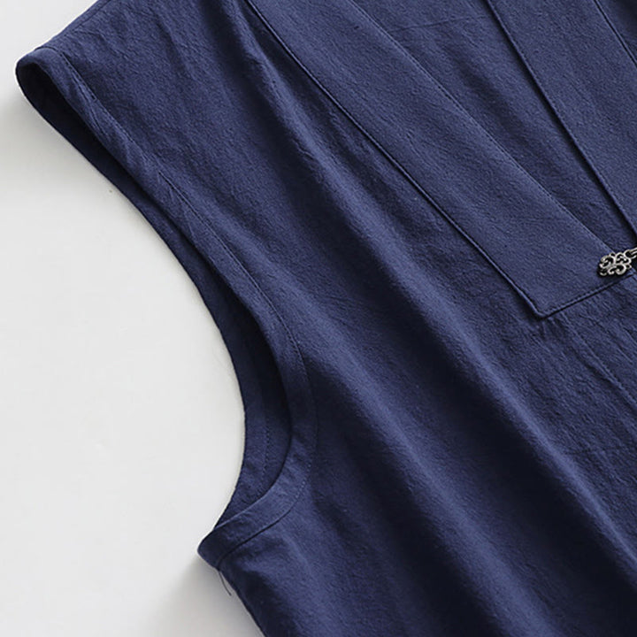 Buddha Stones 2-teiliger Wudang Herbst-Kimono für Herren, einfarbig, langärmelig, taoistisch, ärmellos, mit Schnürung, Zeremonienanzug - image 19