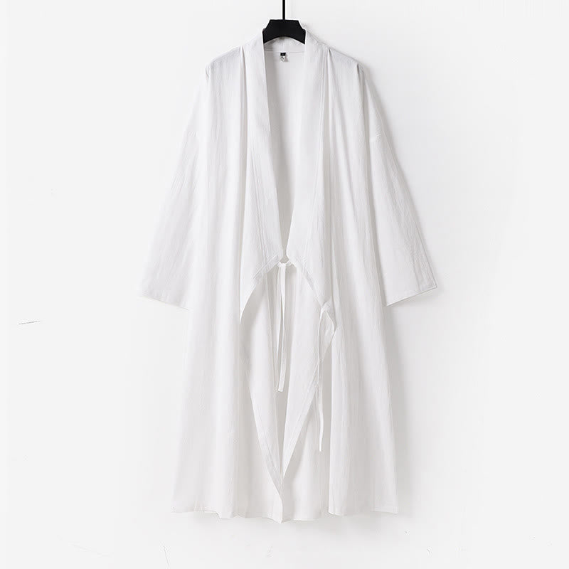 Buddha Stones 2-teiliger Wudang Herbst-Kimono für Herren, einfarbig, langärmelig, taoistisch, ärmellos, mit Schnürung, Zeremonienanzug - image 24