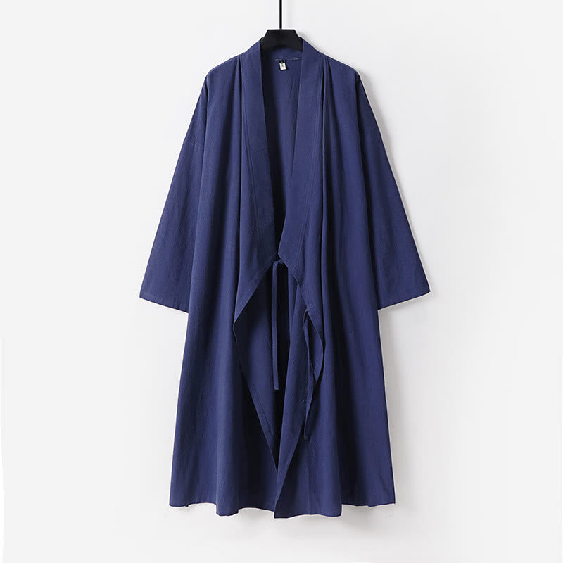 Buddha Stones 2-teiliger Wudang Herbst-Kimono für Herren, einfarbig, langärmelig, taoistisch, ärmellos, mit Schnürung, Zeremonienanzug - image 13