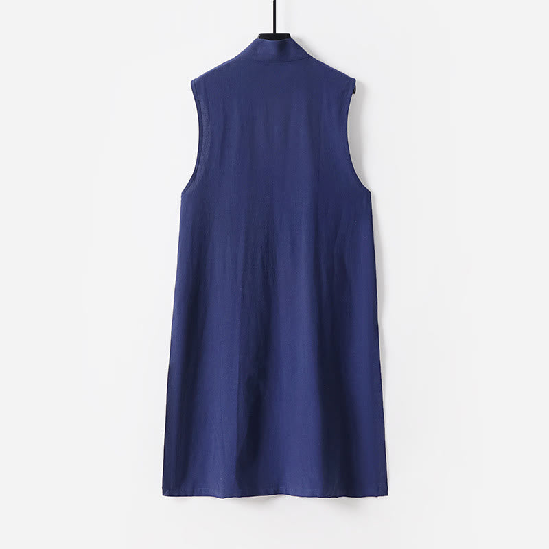 Buddha Stones 2-teiliger Wudang Herbst-Kimono für Herren, einfarbig, langärmelig, taoistisch, ärmellos, mit Schnürung, Zeremonienanzug - image 17