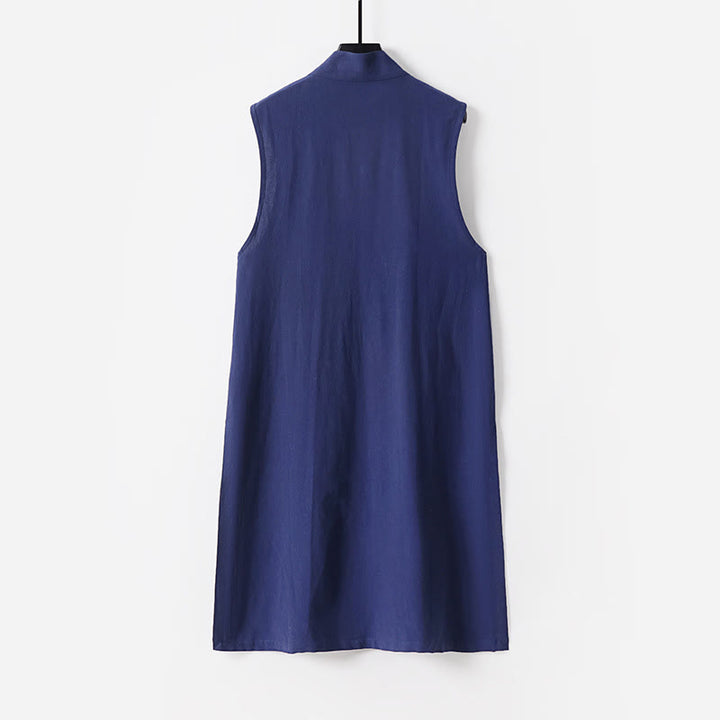 Buddha Stones 2-teiliger Wudang Herbst-Kimono für Herren, einfarbig, langärmelig, taoistisch, ärmellos, mit Schnürung, Zeremonienanzug - image 17