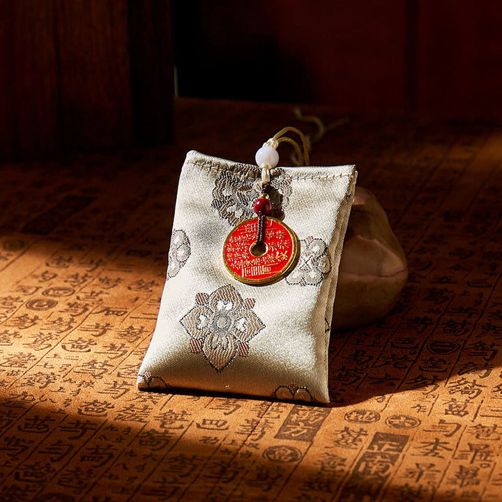 Buddha Stones, Berggeister, Geld ausgeben, Jacquard-Stickerei, Beutel, Segen, Hängende Dekoration - GRAU - image 4