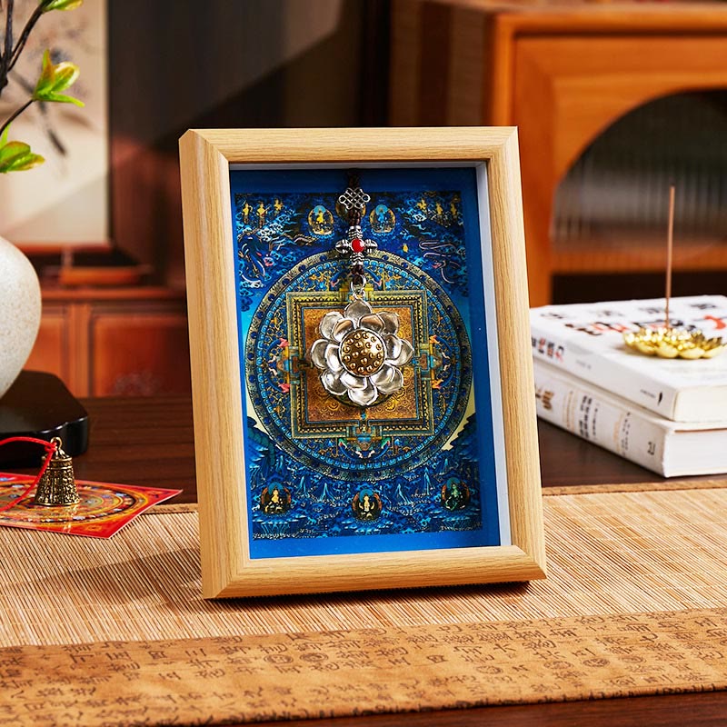 Buddha Stones, Lotus-Goldbarren, Thangka-Fotorahmen, Ornament, Heimdekoration - Stil 1 - Gelbe mitteldichte Faserplatte (13*18*4cm) - image 0