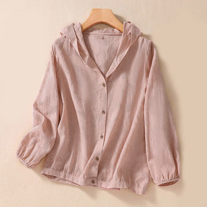 Buddha Stones Herbst-Jacquard-Hoodie mit Knöpfen, langärmelig, aus Baumwolle, Damen - Rosa - US 8-10, UK/AU 12-14, EU 40-42 (2XL) - image 8