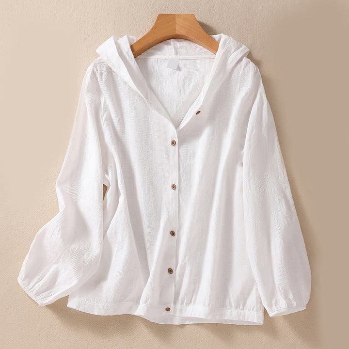 Buddha Stones Herbst-Jacquard-Hoodie mit Knöpfen, langärmelig, aus Baumwolle, Damen - Weiß - US 8-10, UK/AU 12-14, EU 40-42 (2XL) - image 18