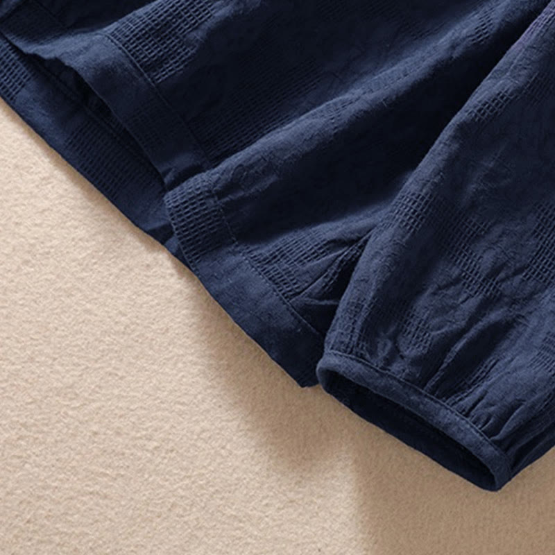 Buddha Stones Herbst-Jacquard-Hoodie mit Knöpfen, langärmelig, aus Baumwolle, Damen - image 7