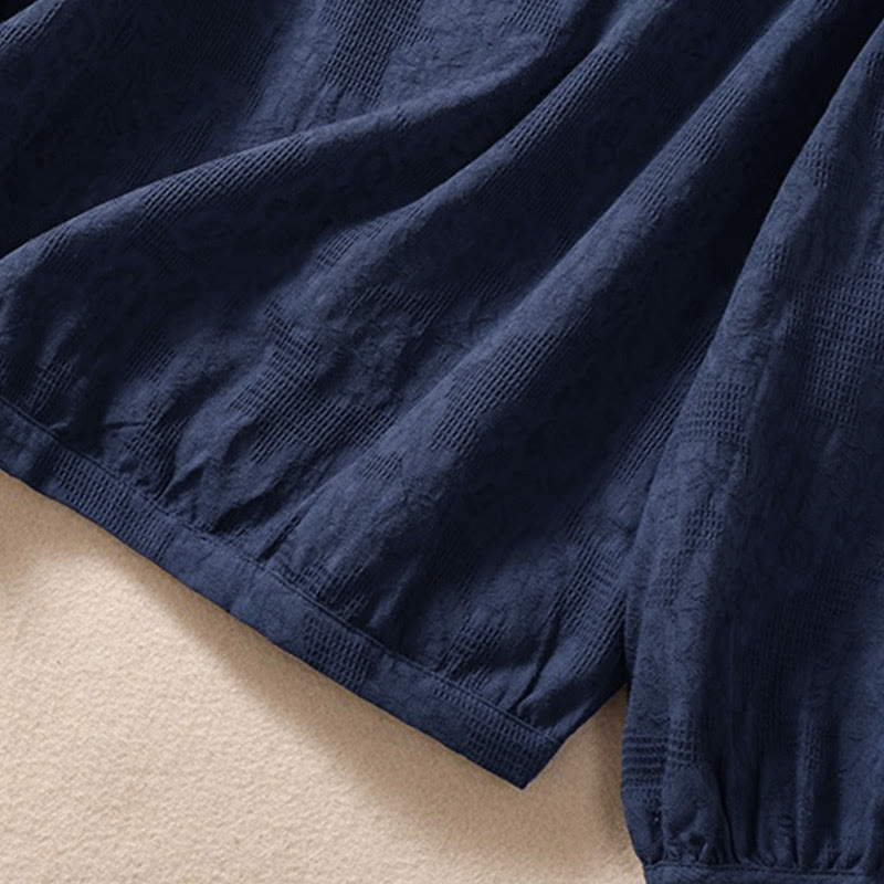 Buddha Stones Herbst-Jacquard-Hoodie mit Knöpfen, langärmelig, aus Baumwolle, Damen - image 6