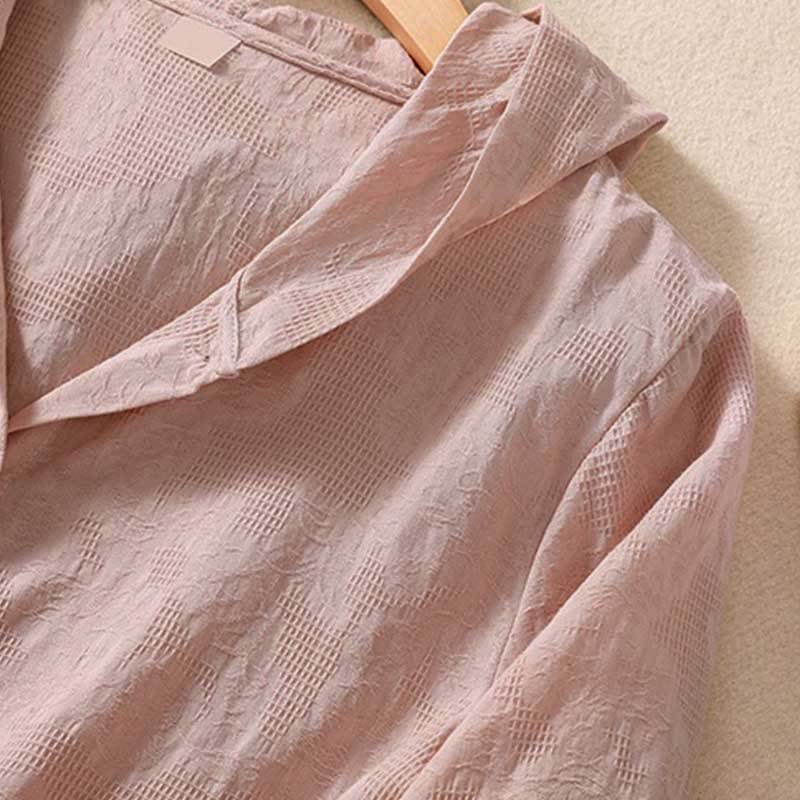 Buddha Stones Herbst-Jacquard-Hoodie mit Knöpfen, langärmelig, aus Baumwolle, Damen - image 13