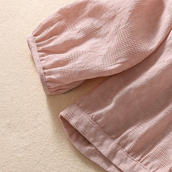 Buddha Stones Herbst-Jacquard-Hoodie mit Knöpfen, langärmelig, aus Baumwolle, Damen - image 16