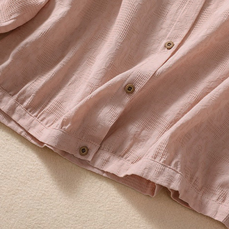 Buddha Stones Herbst-Jacquard-Hoodie mit Knöpfen, langärmelig, aus Baumwolle, Damen - image 14