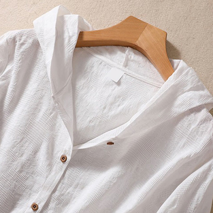 Buddha Stones Herbst-Jacquard-Hoodie mit Knöpfen, langärmelig, aus Baumwolle, Damen - image 20