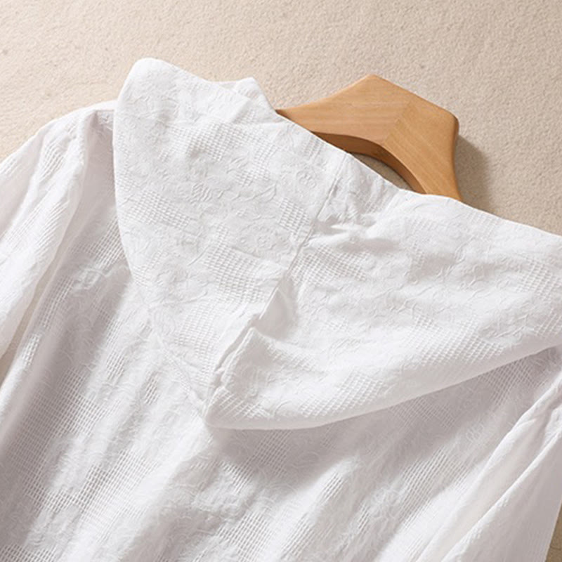 Buddha Stones Herbst-Jacquard-Hoodie mit Knöpfen, langärmelig, aus Baumwolle, Damen - image 22