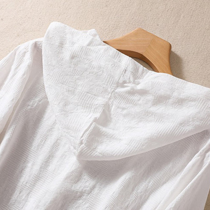 Buddha Stones Herbst-Jacquard-Hoodie mit Knöpfen, langärmelig, aus Baumwolle, Damen - image 22