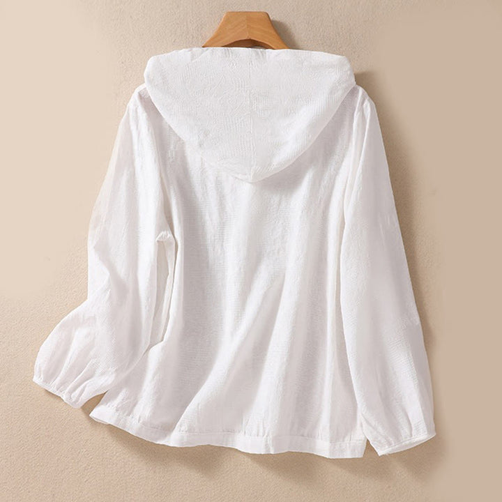 Buddha Stones Herbst-Jacquard-Hoodie mit Knöpfen, langärmelig, aus Baumwolle, Damen - image 19