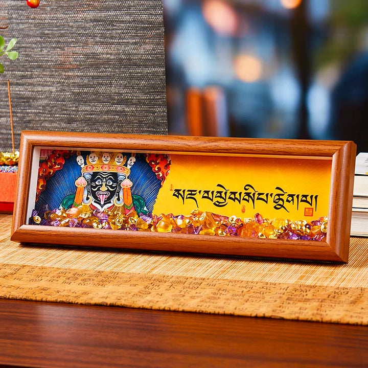 Buddha Stones, Om Mani Padme Hum, Buddha, goldener Barren, Thangka, Fotorahmen, Ornament, Heimdekoration - Stil 1 - Mitteldichte Faserplatte (9 x 30 x 4 cm) - image 0