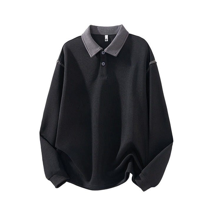 Buddha Stones Herbst Polo Kragen Knopf Herren Sweatshirt Baumwollpullover - Schwarz - US/UK/AU44, EU54 (4XL) - image 5