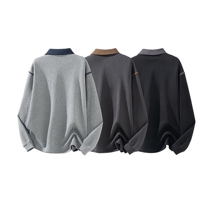 Buddha Stones Herbst Polo Kragen Knopf Herren Sweatshirt Baumwollpullover - image 13