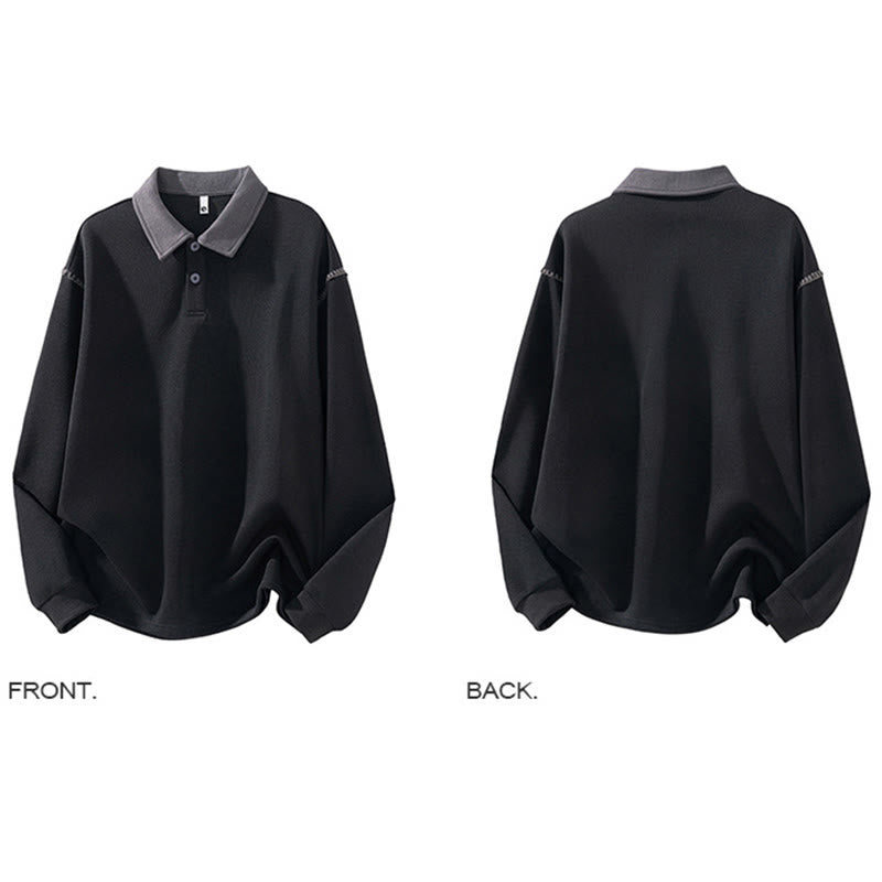 Buddha Stones Herbst Polo Kragen Knopf Herren Sweatshirt Baumwollpullover - image 6