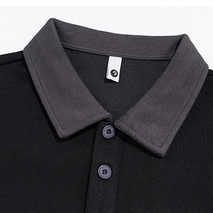 Buddha Stones Herbst Polo Kragen Knopf Herren Sweatshirt Baumwollpullover - image 7