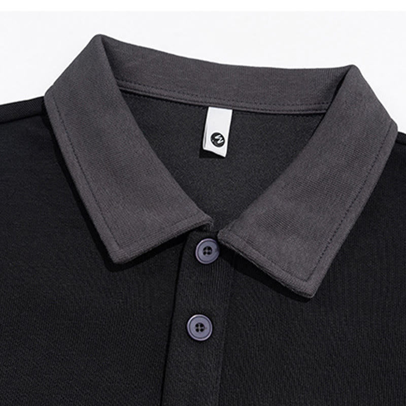 Buddha Stones Herbst Polo Kragen Knopf Herren Sweatshirt Baumwollpullover - image 7