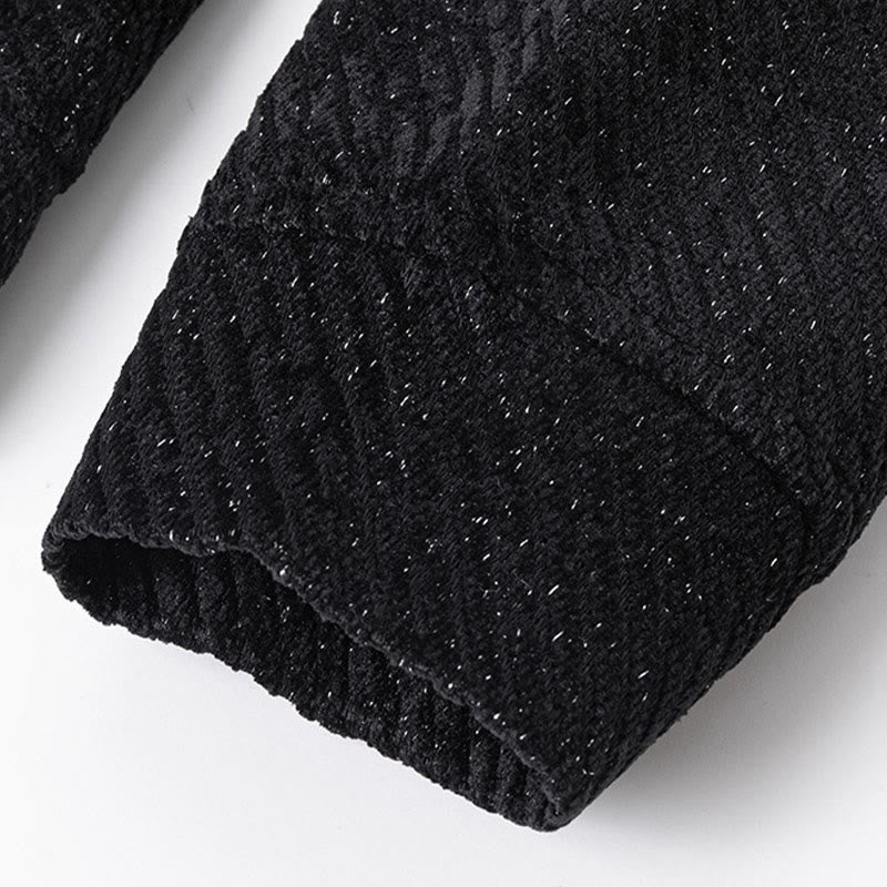 Buddha Stones Herbst-Sweatshirt mit Rundhalsausschnitt, Streifen und Knöpfen für Herren - image 9