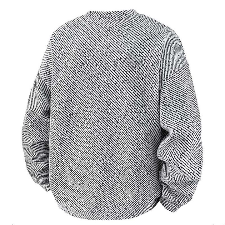 Buddha Stones Herbst-Sweatshirt mit Rundhalsausschnitt, Streifen und Knöpfen für Herren - image 11