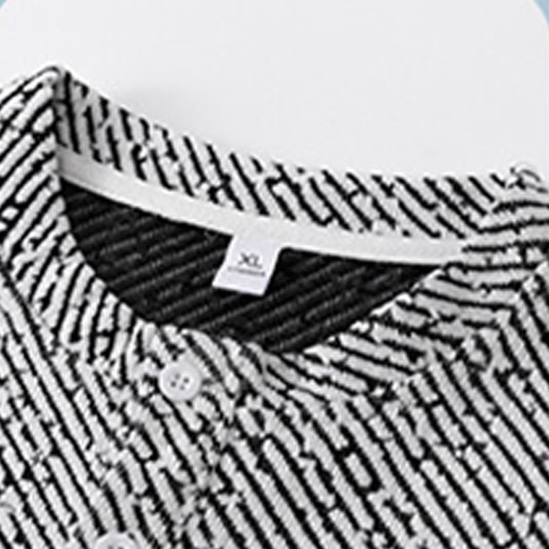 Buddha Stones Herbst-Sweatshirt mit Rundhalsausschnitt, Streifen und Knöpfen für Herren - image 12