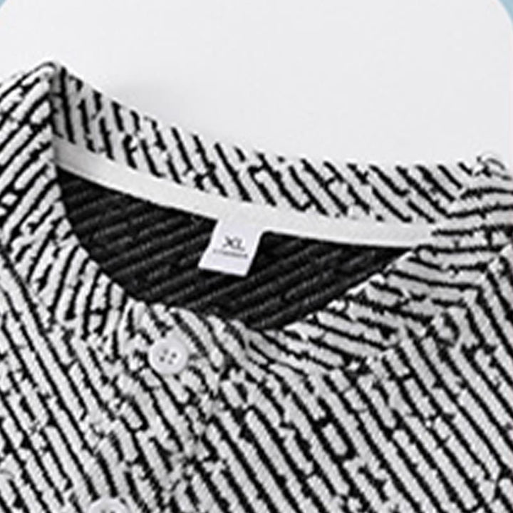 Buddha Stones Herbst-Sweatshirt mit Rundhalsausschnitt, Streifen und Knöpfen für Herren - image 12