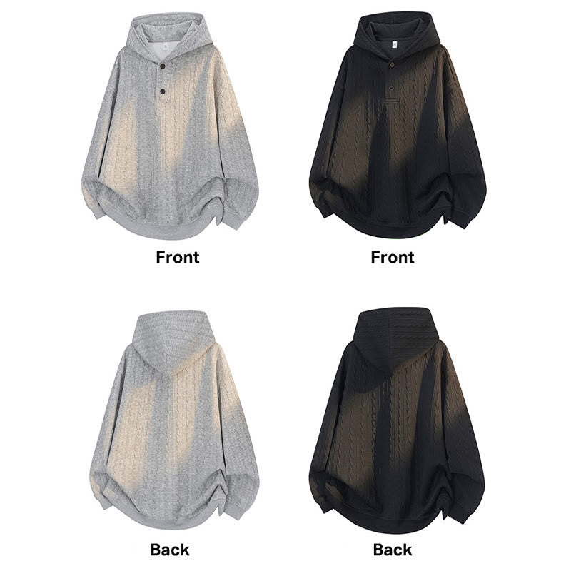 Buddha Stones ​​Herbst/Winter-Hoodie mit Knöpfen, gedrehtem Design und langen Ärmeln für Herren - image 13