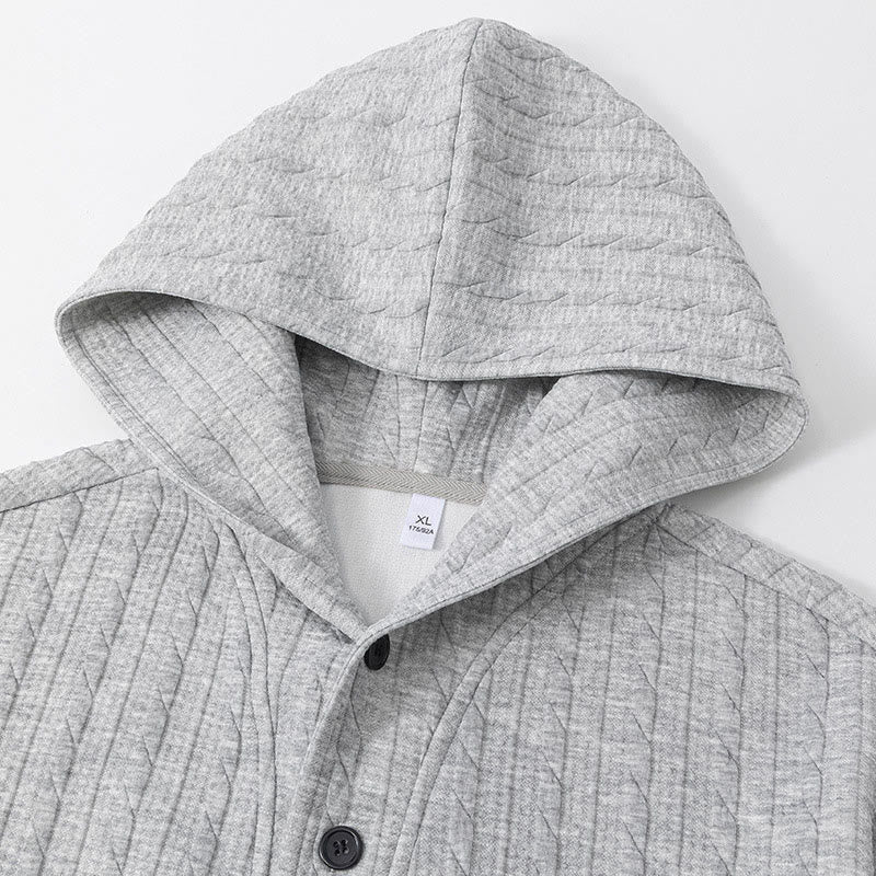 Buddha Stones ​​Herbst/Winter-Hoodie mit Knöpfen, gedrehtem Design und langen Ärmeln für Herren - image 2