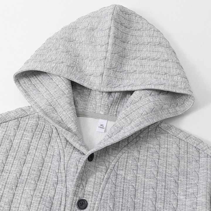 Buddha Stones ​​Herbst/Winter-Hoodie mit Knöpfen, gedrehtem Design und langen Ärmeln für Herren - image 2