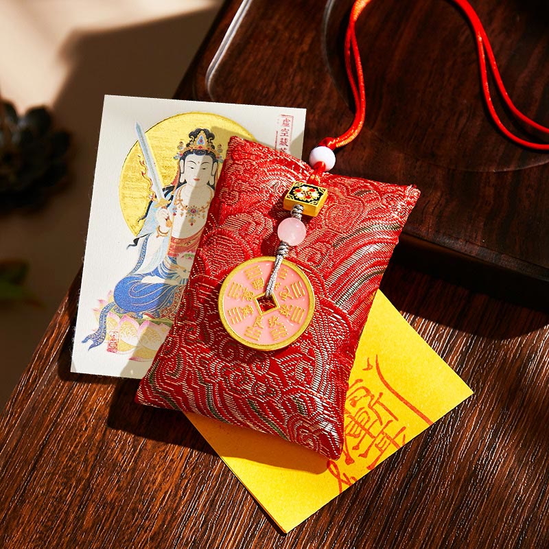 Buddha Stones, chinesisches Tierkreiszeichen, Buddha-Kupfermünzen, Segenssäckchen, Hängedekoration - Roter Stoff - Ochse/Tiger-Leere Bodhisattva - image 26