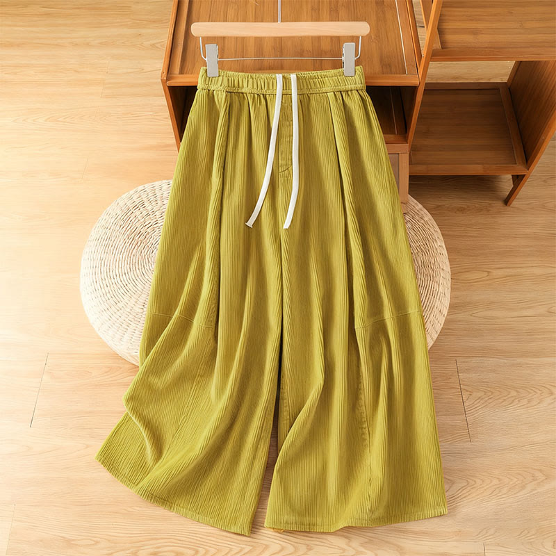 Buddha Stones Cordhose mit elastischem Bund, Damen, 7-8 Zoll lang, weites Bein, kurze Länge. - Khaki - US4, UK/AU8, EU36 (F) - image 1