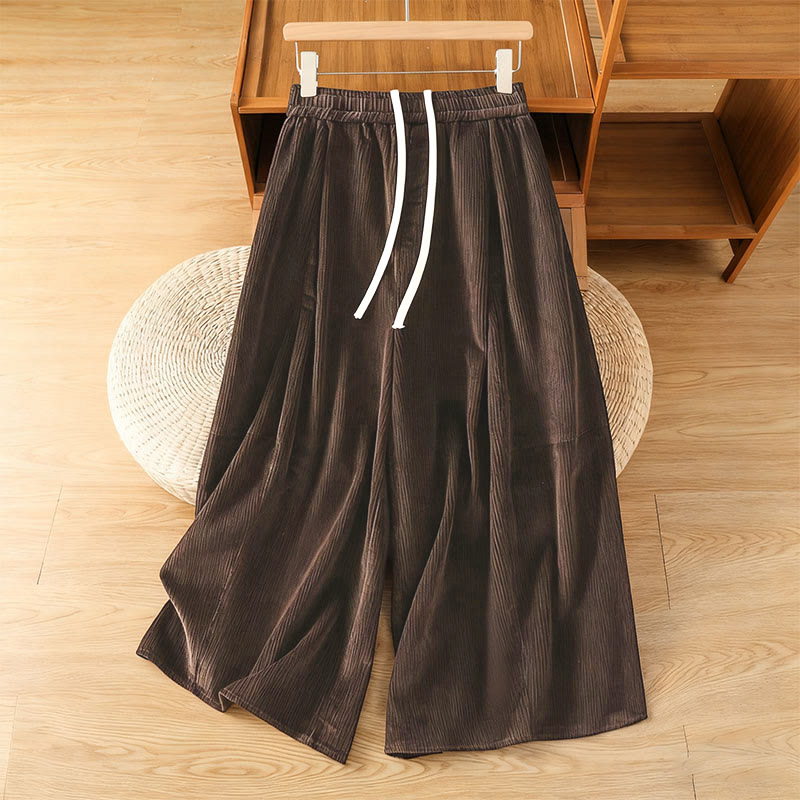 Buddha Stones Cordhose mit elastischem Bund, Damen, 7-8 Zoll lang, weites Bein, kurze Länge. - Sattelbraun - US4, UK/AU8, EU36 (F) - image 11